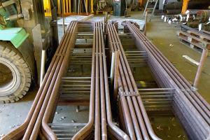 Superheater workshop - laid out tubes